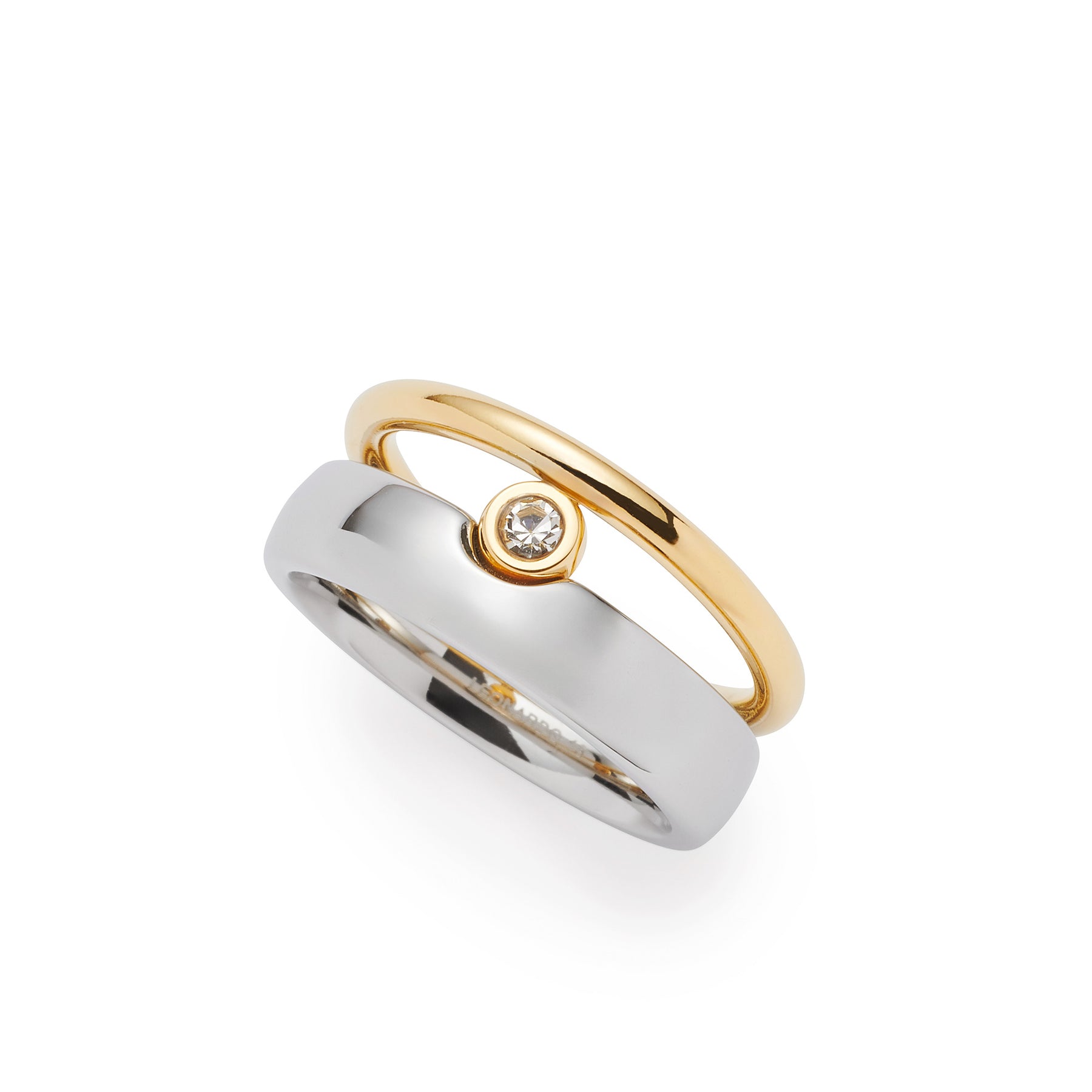 Ring CLAIRE 17 aus Silber und Gold mit Diamant, Draufsicht