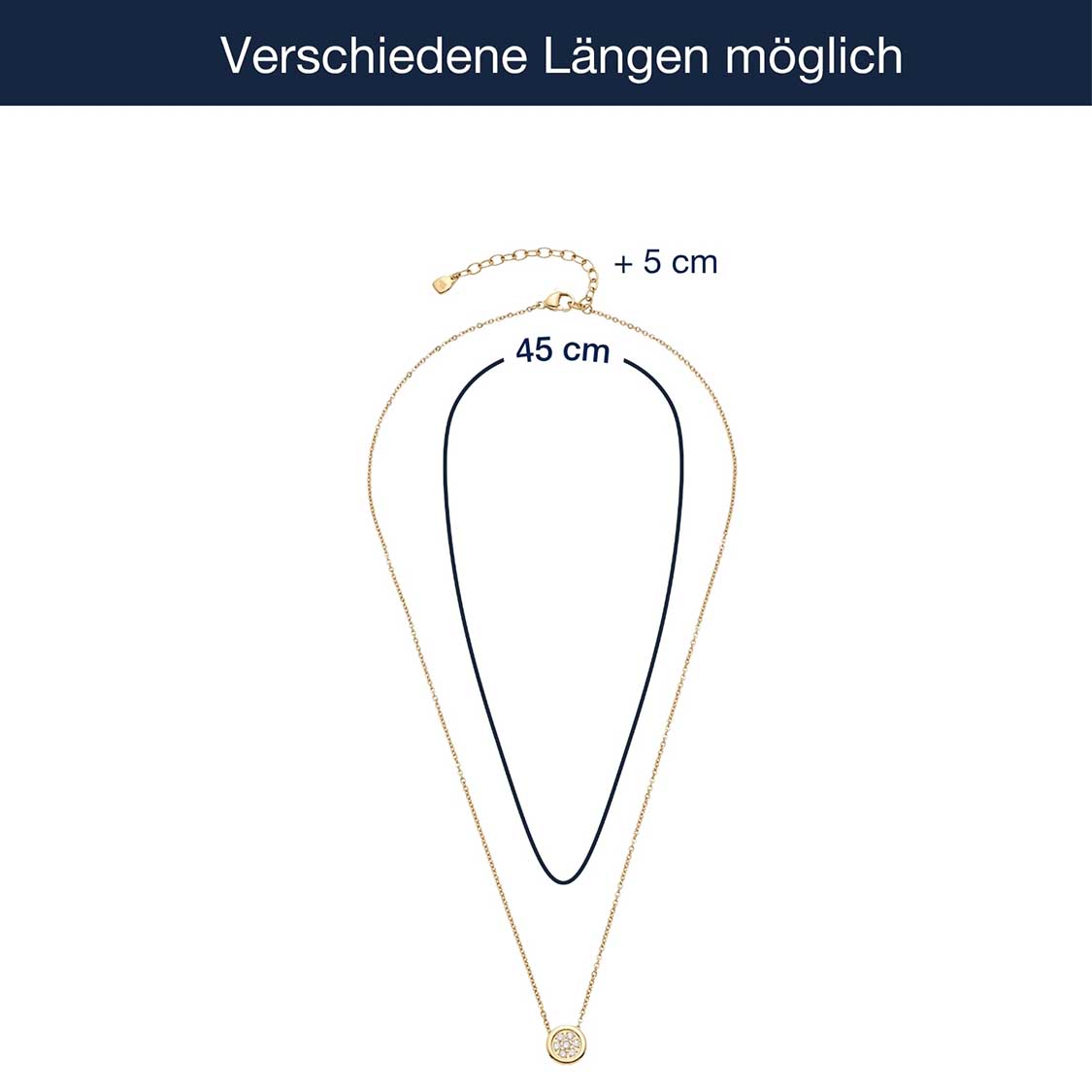 Massangaben zu Halskette CATHERINE 45 cm gold