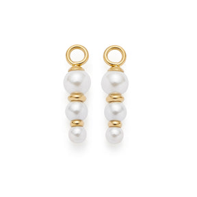 Set/2 Anhänger JUSTINE gold mit weißen Glaskugeln und goldfarbenen Zwischenelementen