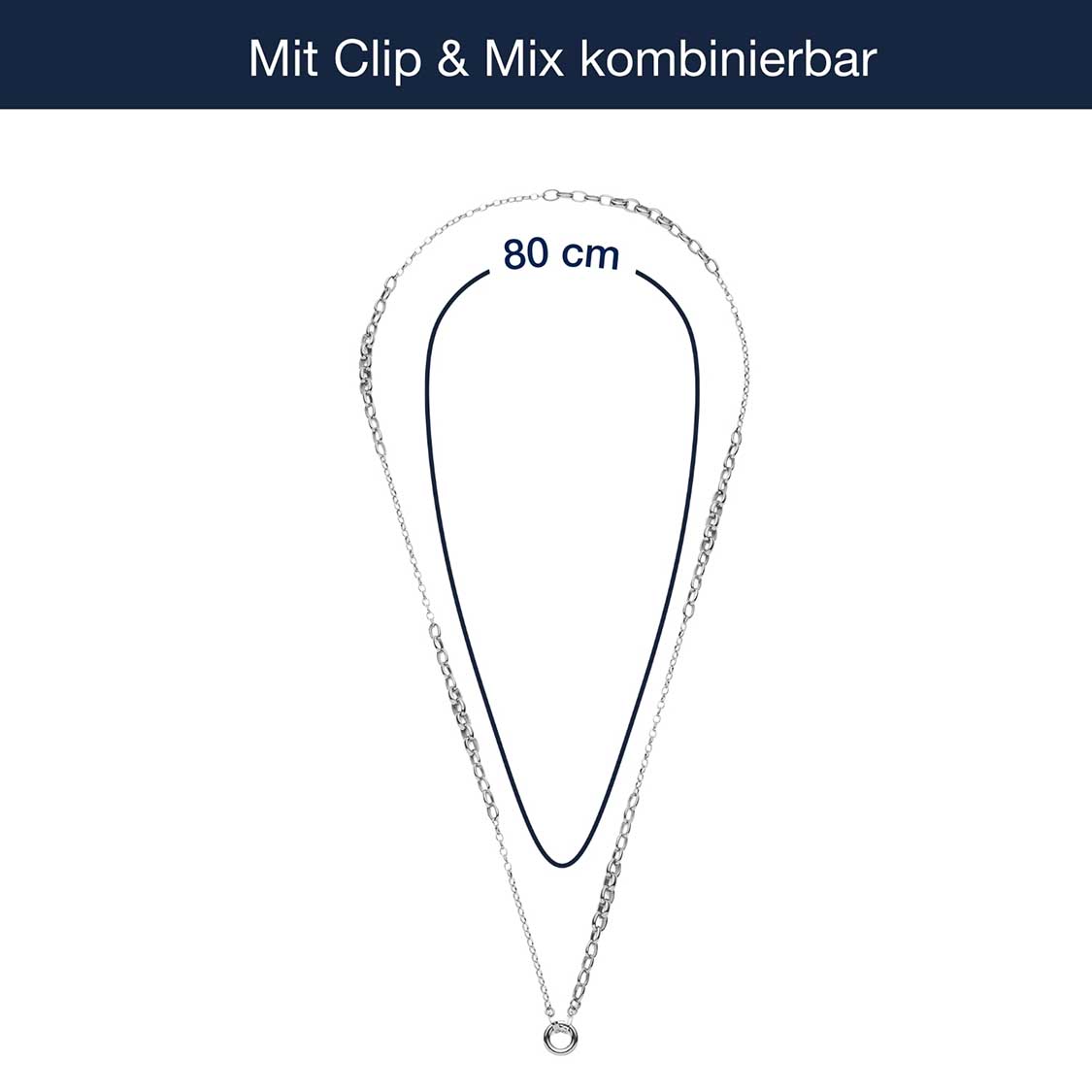 Messangaben zu Halskette SUZANNE Clip & Mix silber