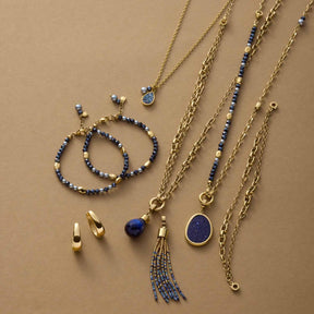 Schmuckset CHARLENE mit Halsketten, Armbändern und Ohrringen in Gold und Blau