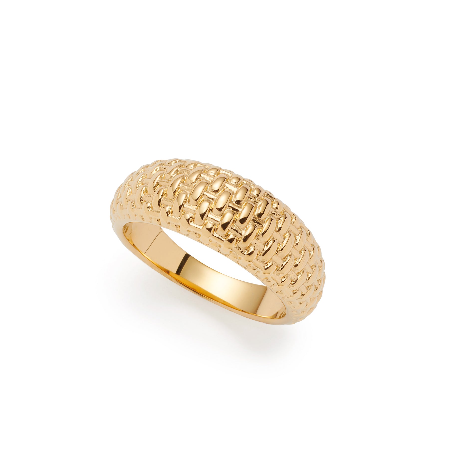 Ring PINOU 20 gold mit strukturierter Oberflaeche, Frontalansicht