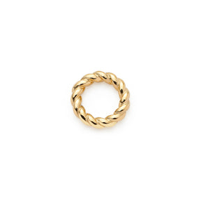 Edelstahlring LIESEL Clip & Mix gold mit gedrehtem Muster auf weißem Hintergrund