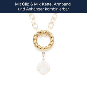 Edelstahlring LIESEL gold an Kette mit goldenem Anhänger