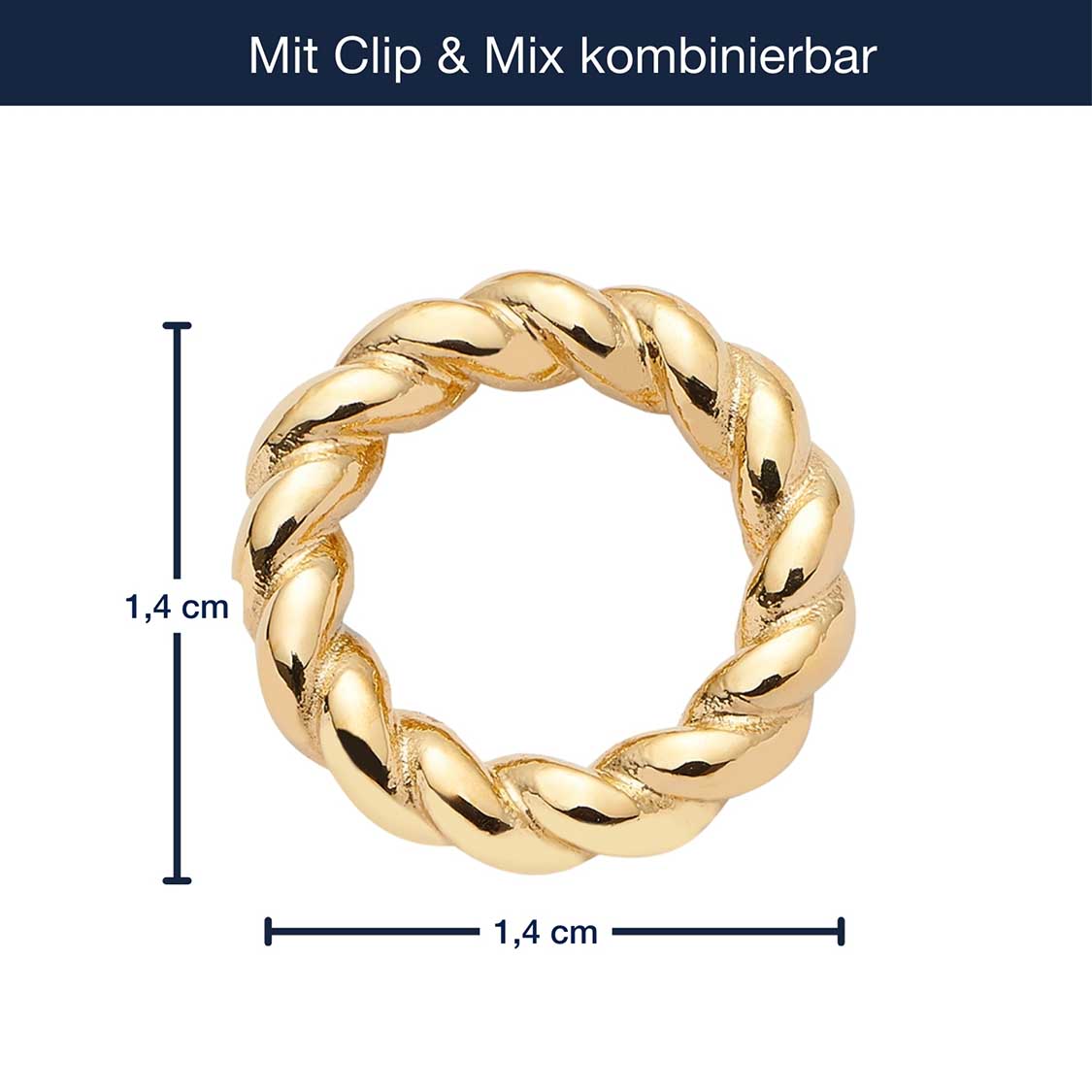 Massangaben zu Edelstahlring LIESEL Clip & Mix gold