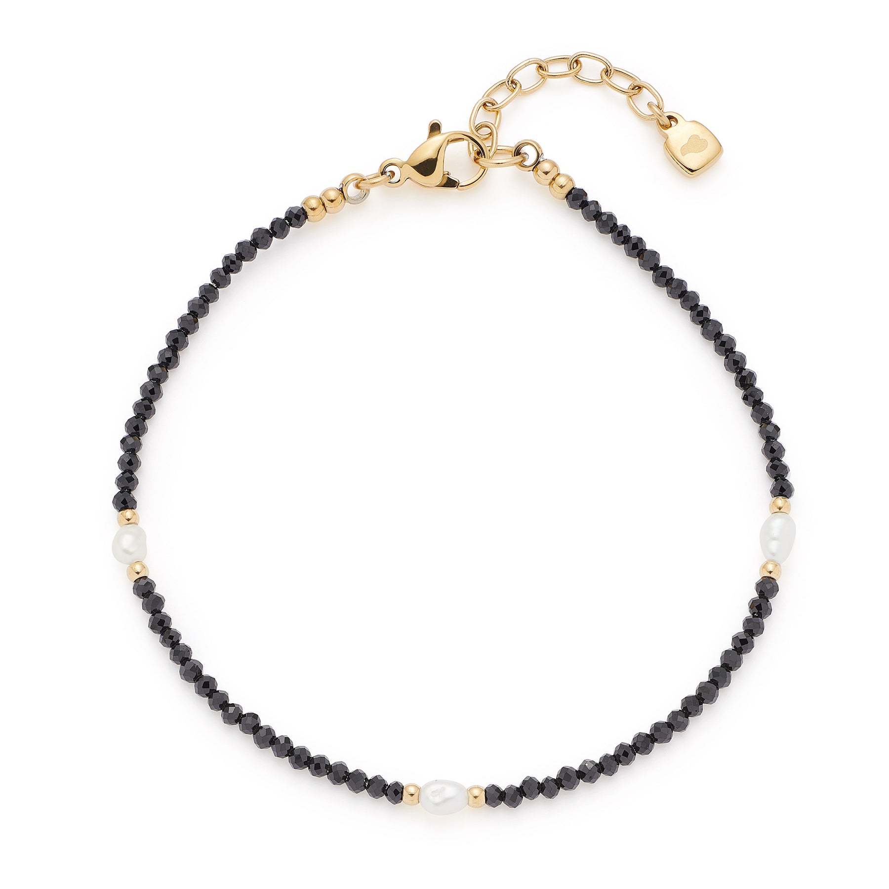 Armband NOLA gold CIAO mit schwarzen und weißen Glasperlen, goldener Verschluss