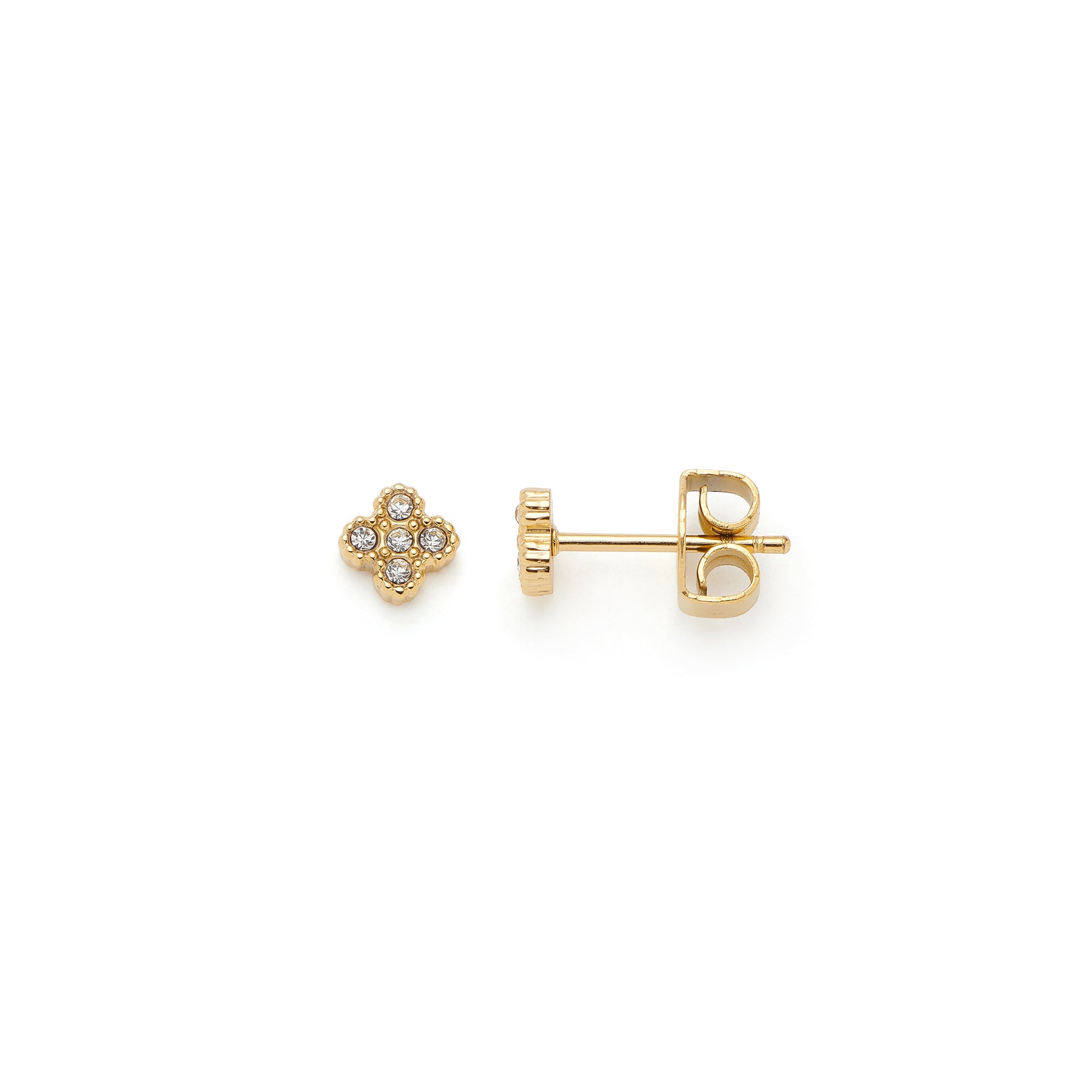 Ohrstecker LISETTE gold CIAO, Frontal- und Seitenansicht auf weißem Hintergrund