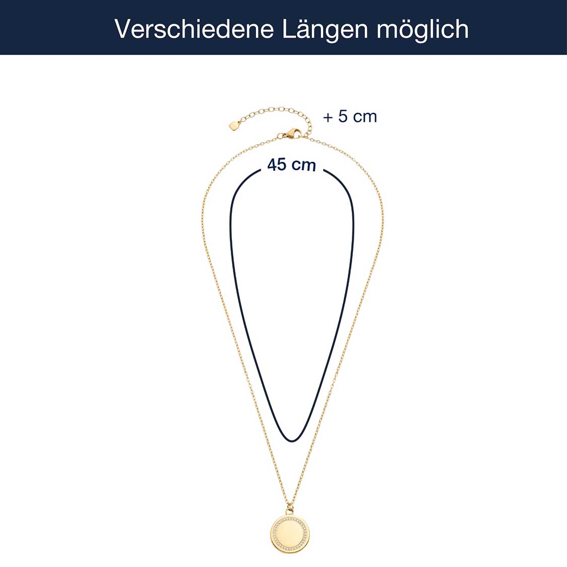 Massangaben zu Halskette FERRARA 45 cm gold mit Verlängerungskette