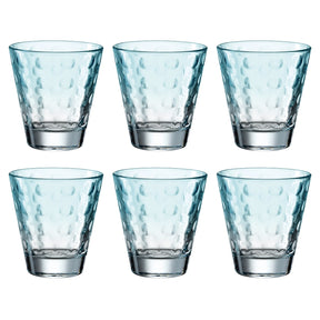 Sechs Trinkgläser OPTIC 215 ml mint im 6er-Set, angeordnet in zwei Reihen