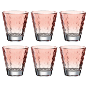 Sechs rote Trinkgläser OPTIC 215 ml in zwei Reihen angeordnet