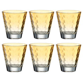 Sechs apricotfarbene Trinkgläser OPTIC 215 ml mit strukturierter Oberfläche