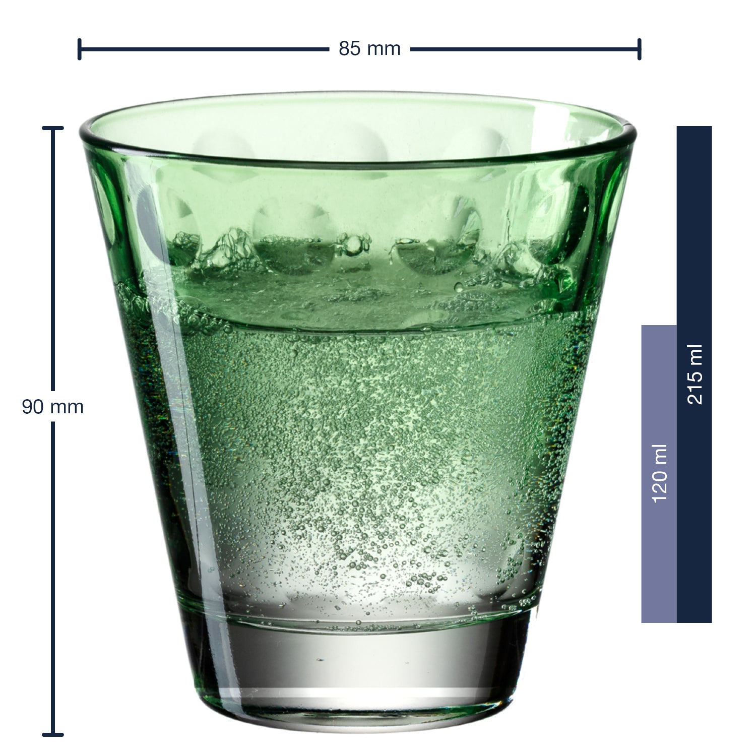 Massangaben zu Trinkglas OPTIC 215 ml hellgrün