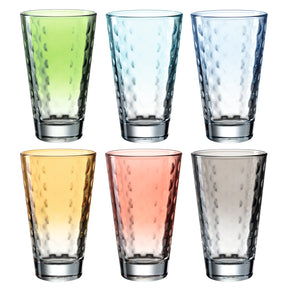 Sechs Trinkgläser OPTIC in Pastellfarben, strukturierte Oberfläche