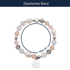Armband HOPE silber/rose mit Perlen und Metallperlen, Größenangabe 19,5 cm