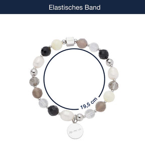 Armband HOPE silber/grau mit Perlen und Massangaben