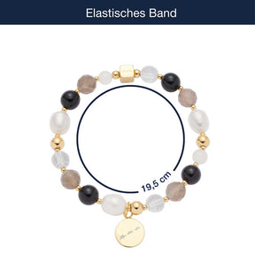 Armband HOPE gold/grau mit Perlen und Anhänger, Massangaben