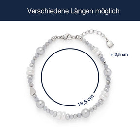 Massangaben zu Armband KLARA mit Perlen und Kettenverlaengerung