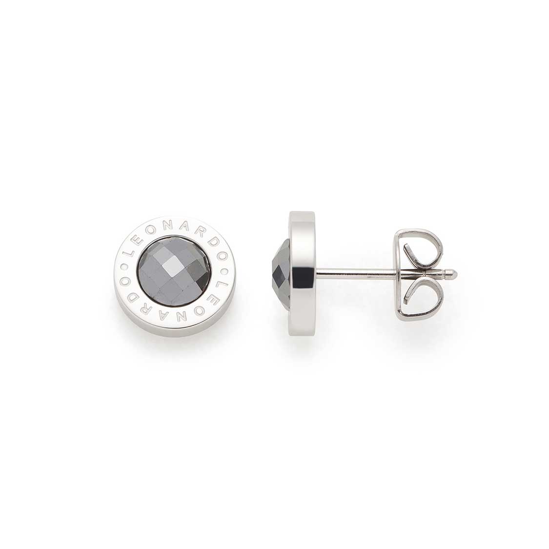 Ohrstecker MATRIX Hermatite mit grauen facettierten Steinen und Edelstahlstiften