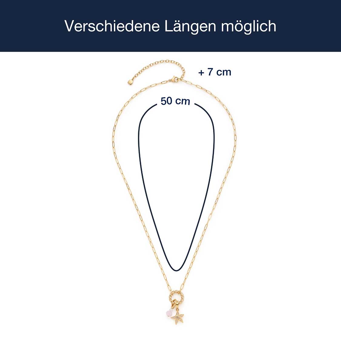Massangaben zu Halskette FRANZI 50 cm gold mit Stern-Anhänger