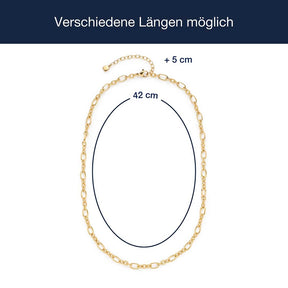 Massangaben zur Halskette SOLVANI 42 cm gold CIAO mit Verlängerungskette