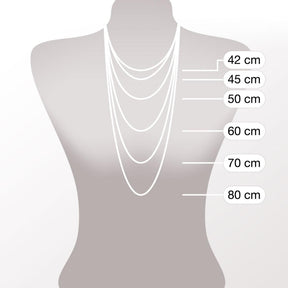 Massangaben zu Halskette LEA 45 cm an Kleiderpuppe
