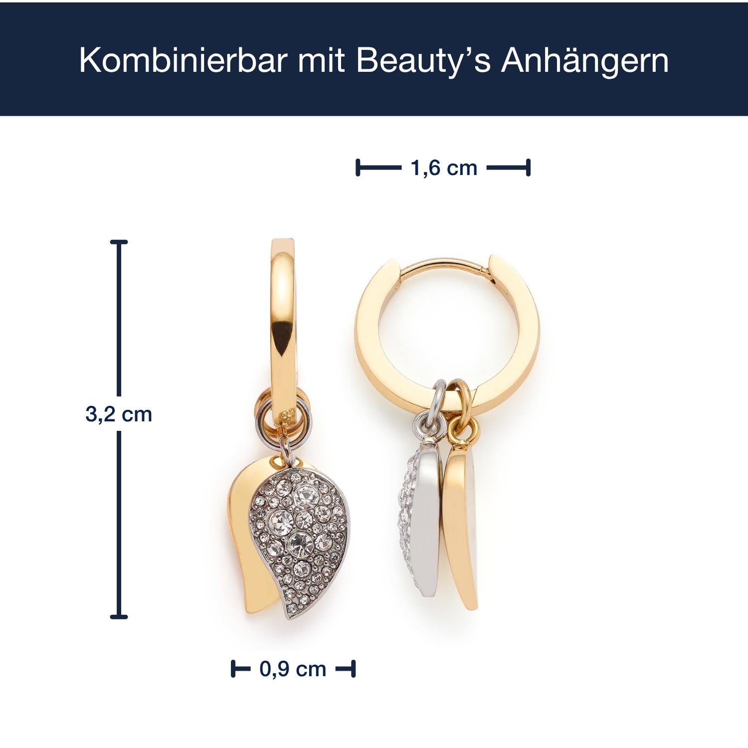 Massangaben zu Creole LEA, bicolor mit Zirkonia-Anhänger