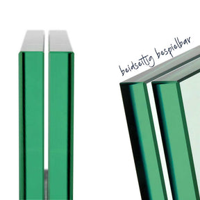 Bilderrahmen LINEA, grüne Glasseiten, Details der Eckengestaltung und Rahmenkanten