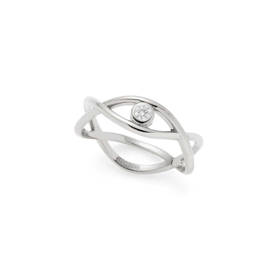 Ring TAVARI 19 CIAO in Silber mit Zirkonia, Draufsicht auf weißem Hintergrund