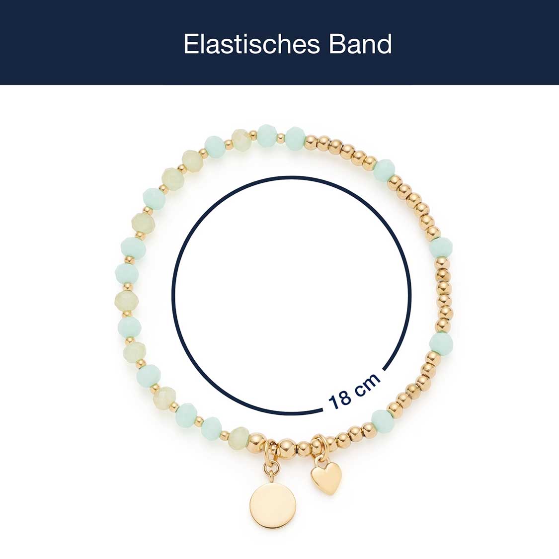 Armband EVELYN gold You & Me CIAO mit Perlen und Anhängern, Massangaben