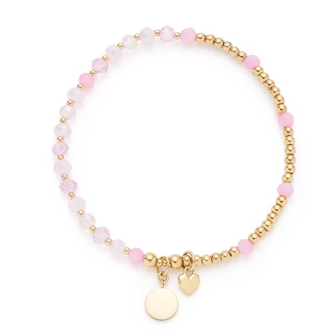 Armband BONELLA gold You & Me CIAO mit rosa Perlen und goldenem Anhänger