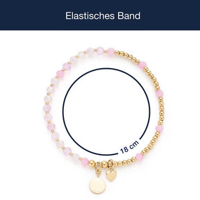 Elastisches Armband BONELLA gold You & Me CIAO mit rosa Perlen und Anhängern, Massangaben