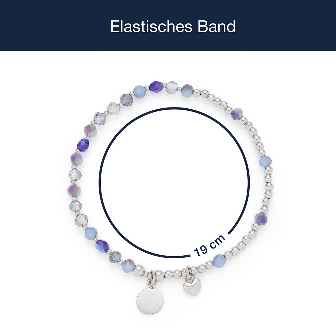 Elastisches Armband mit mehrfarbigen Perlen und Anhänger, Massangaben