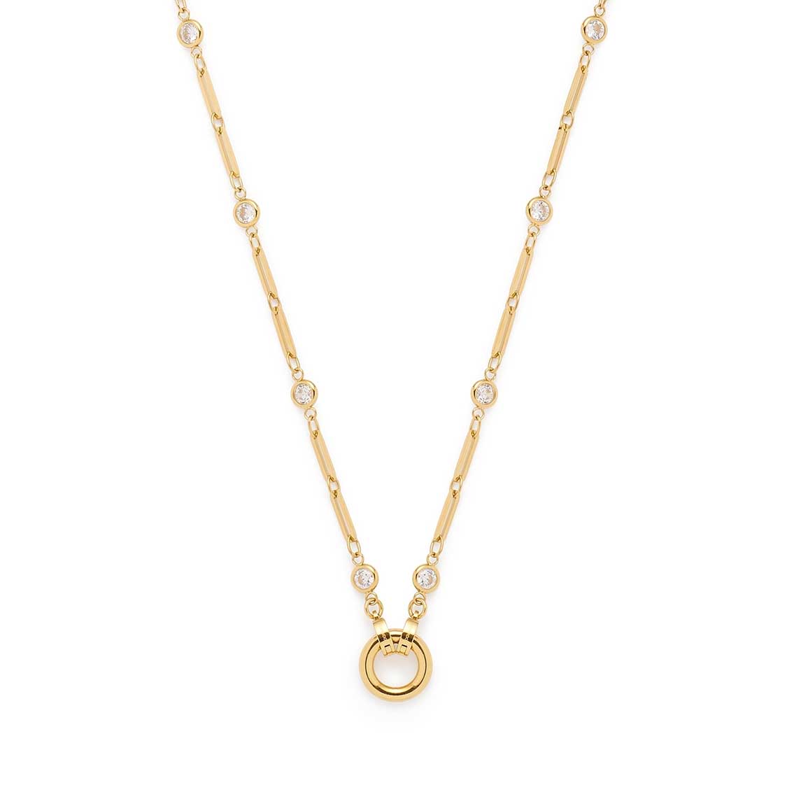 Halskette REBECCA in Gold mit Stäbchen-Glieder-Kette und rundem Anhänger