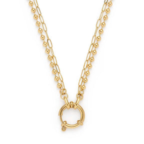 Halskette LIZZY 45 cm gold mit doppelter Kettenkette und rundem Verschluss