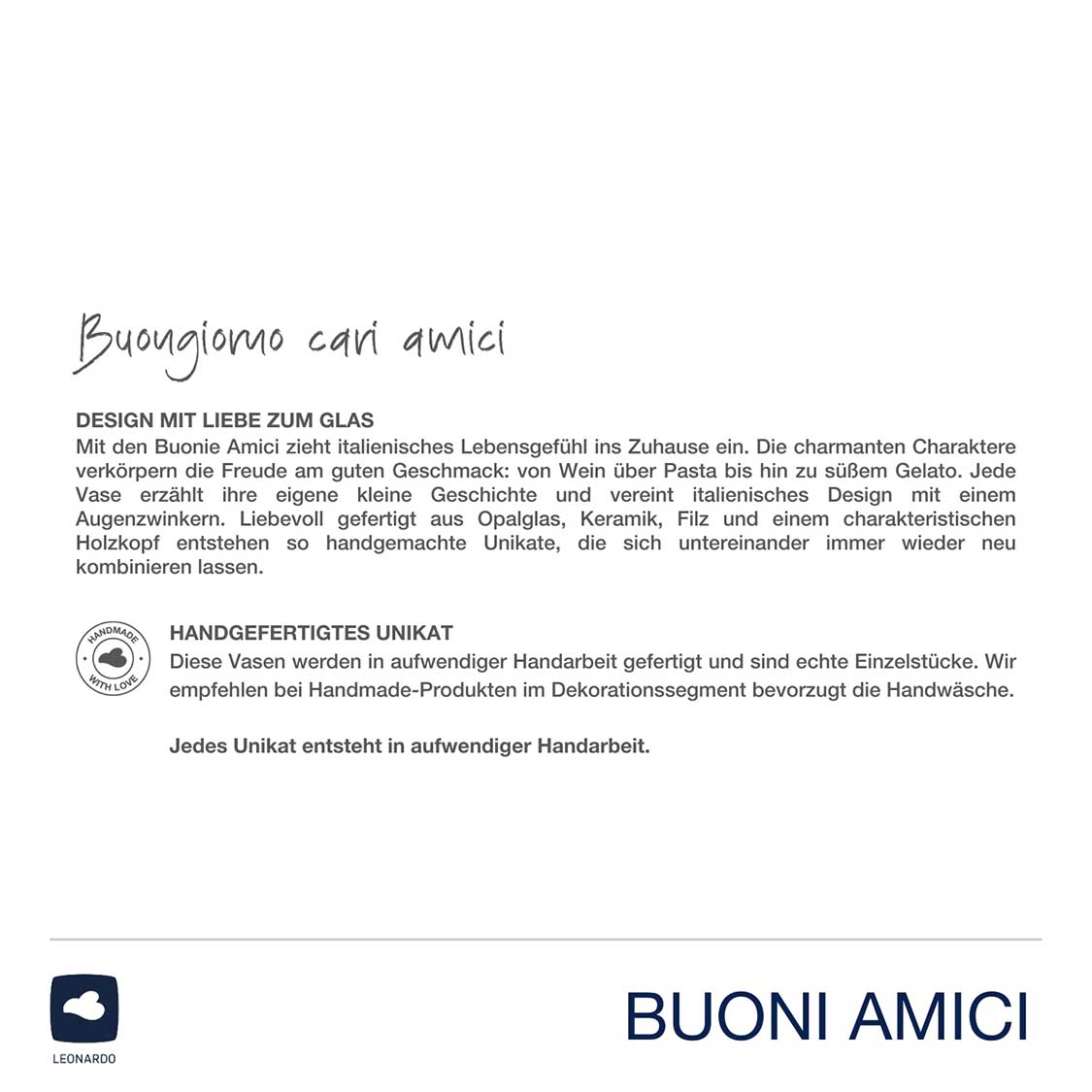 Objektvase BUONI AMICI Luigi braun, Produktbeschreibung und Herstellungsinformationen