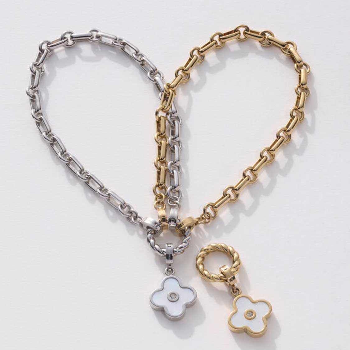 Anhänger BLUNA gold Clip & Mix in Silber und Gold mit Blütenformen