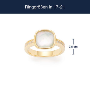 Massangaben zu Ring VIRGINIA 18 gold mit Perlmutt und Diamanten