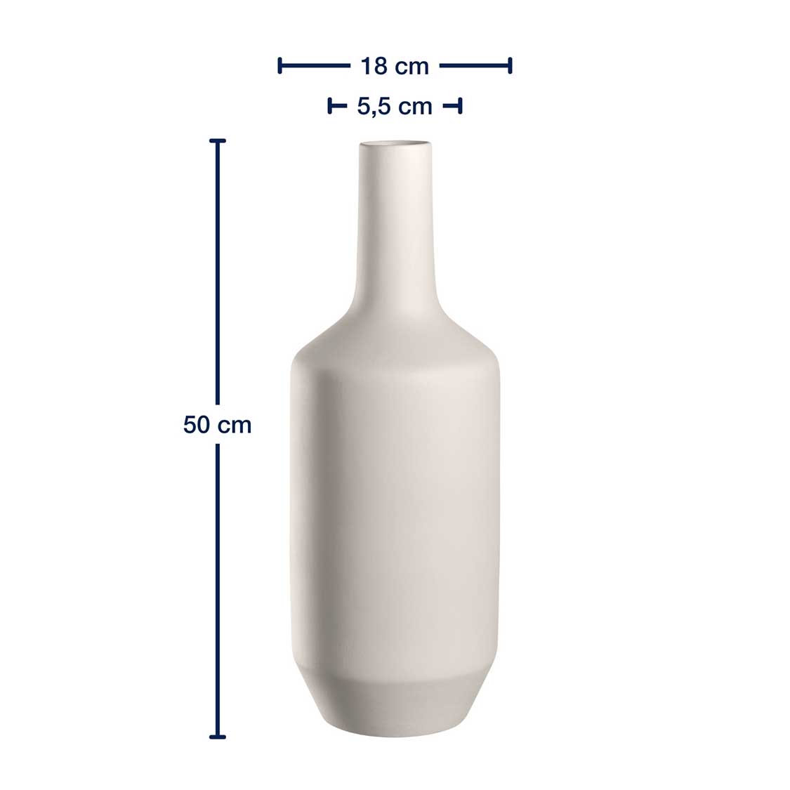 Massangaben zu Keramikvase MILANO 50 cm creme