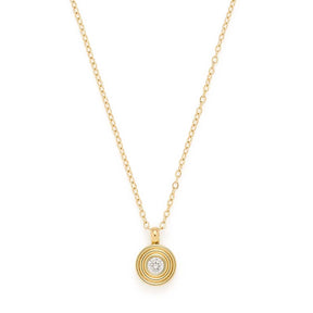 Halskette ISABELLE 45 gold mit rundem Anhänger und Zirkonia