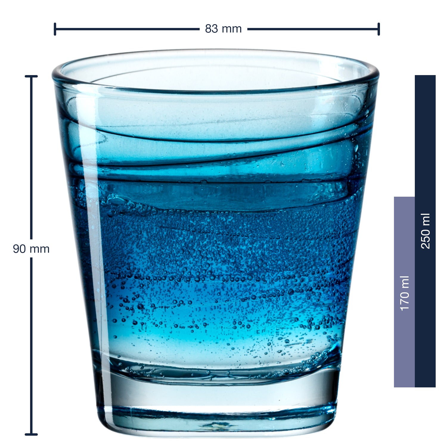 Massangaben zu Trinkglas VARIO STRUTTURA 250 ml Farbverlauf