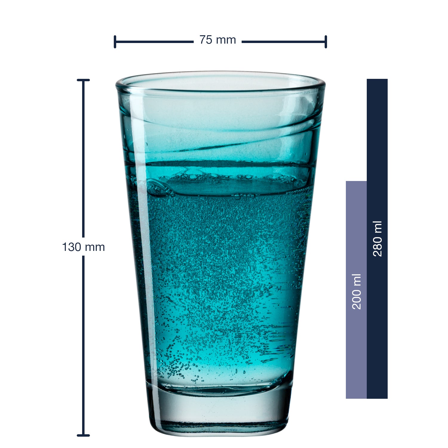 Massangaben zum Trinkglas VARIO STRUTTURA 280 ml Farbverlauf