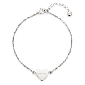 Armband KELLY silber mit herzförmigem Gravuranhänger und Kettenverlängerung