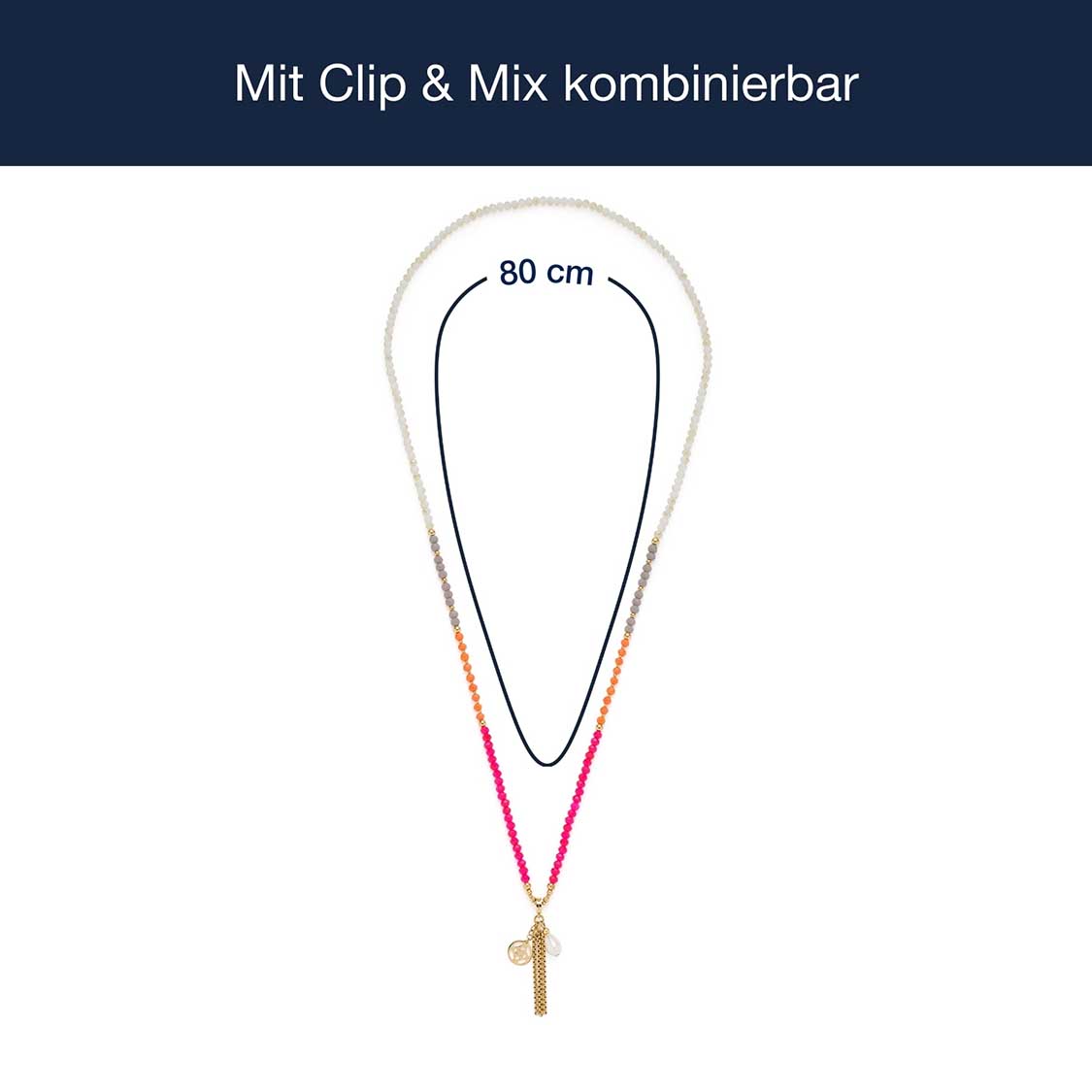 Massangaben zu Halskette SOLERA 80 cm gold pink
