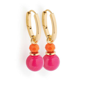 Creole SOLERA gold pink mit orangen und pinken Glaskugeln an goldenen Bügeln