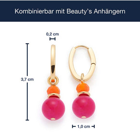 Messangaben zu Creole SOLERA gold pink mit farbigen Glaskugeln