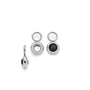 Set/2 Anhänger BLACKY silber/schwarz, ein Anhänger mit schwarzem Glas, einer mit transparentem Glas