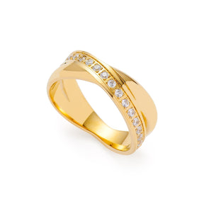 Ring DARIA 19 gold mit eingesetzten Kristallen, Detailansicht