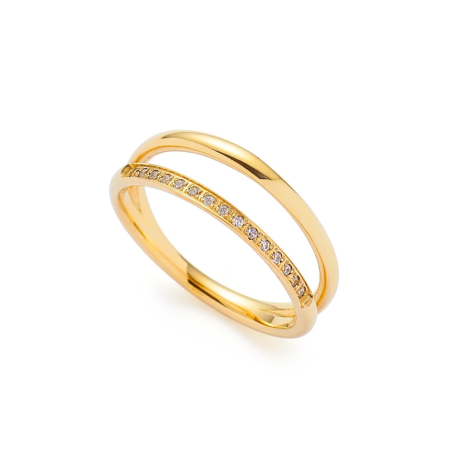 Ring TINI 20 gold CIAO mit Zirkonia-Besatz, goldfarben, freigestellt