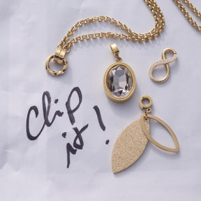 Anhänger MO Clip & Mix in Gold mit Kristallstein und austauschbaren Elementen