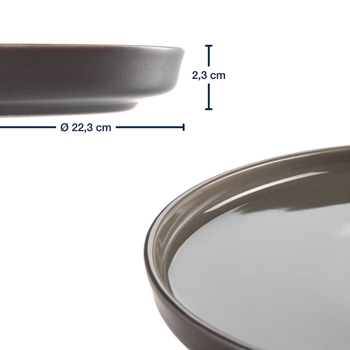 Massangaben zu Keramikteller ROMA 22 cm taupe 6er-Set